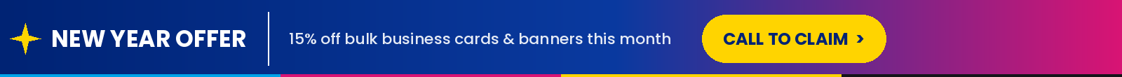 New Year Offer: 15% off on bulk business card and banner orders this month. Call to claim.
